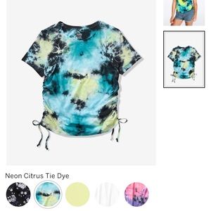 PINK tie ruched sides short sleeve shirt